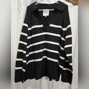 Aerie Black and White Striped Women's Sweater
